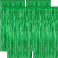 4 Pack Green Streamers, 3.28 FT x 7.05 FT Birthday Tinsel Backdrop, Metallic by ZATAYE