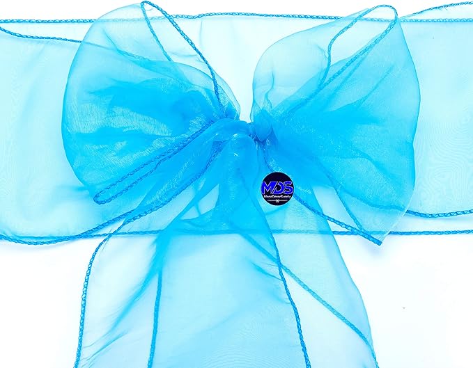 MDS Pack of 100 PCS Organza Chair Sashes Wider Dining Chair Bows Ribbon Tie Back - Image 3