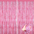 Pink Party Decorations, Metallic Tinsel Backdrop Fringe Curtains Backdrop by forlvwoon