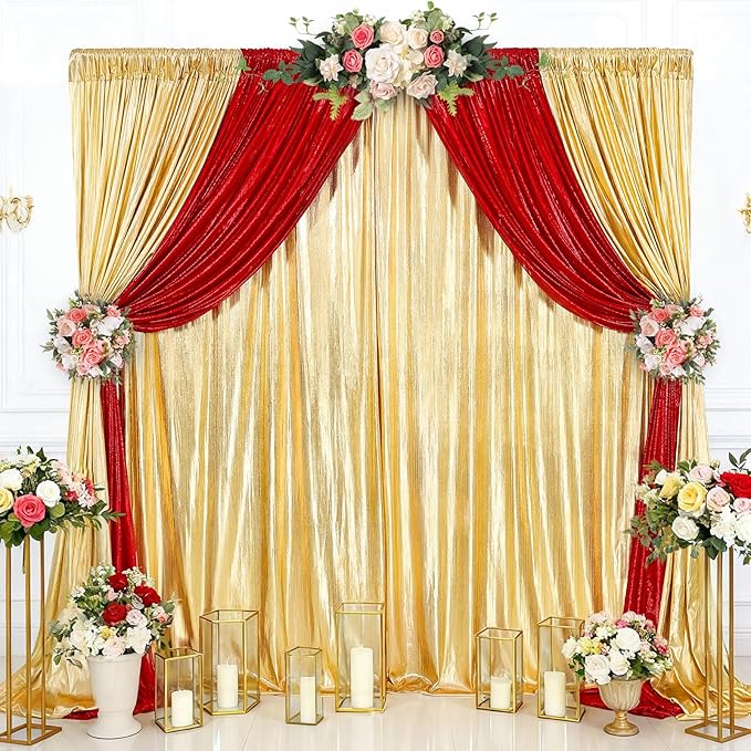 Wedding Backdrop Curtains for Arch Drape: 4 Panels 4.8x8FT Glitter Backdrop by MoKoHouse