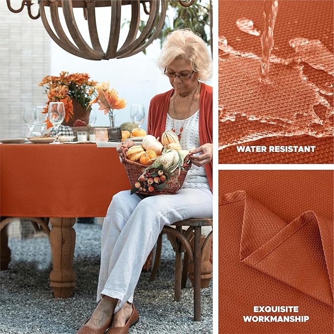 Biscaynebay 2 Pack Fall Tablecloth Textured Fabric 60x84 Inch Rectangular - Image 2