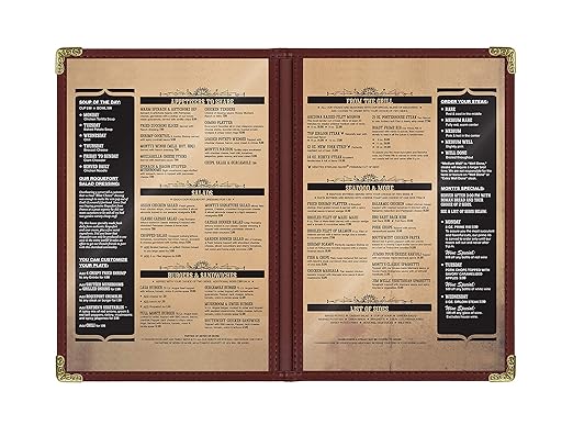 Goodsmart Restaurant Menu Covers – 25 Pack Burgundy 4-View, Side-Loading Menu - Image 3