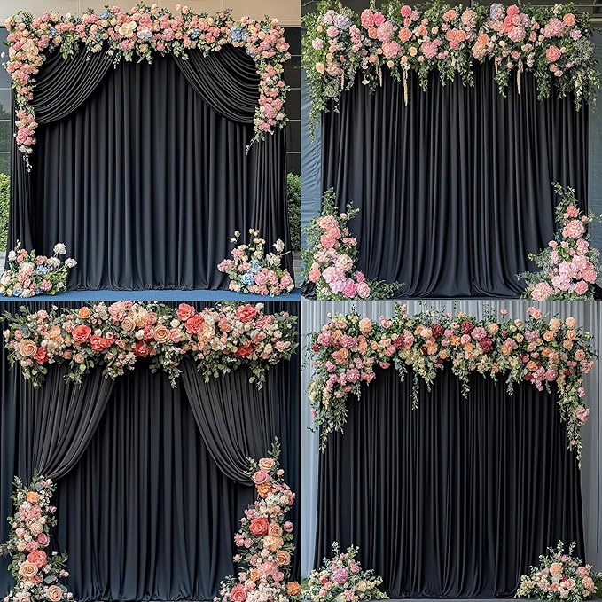 40 ft x 10 ft Wrinkle Free Black Backdrop Curtain - Image 4