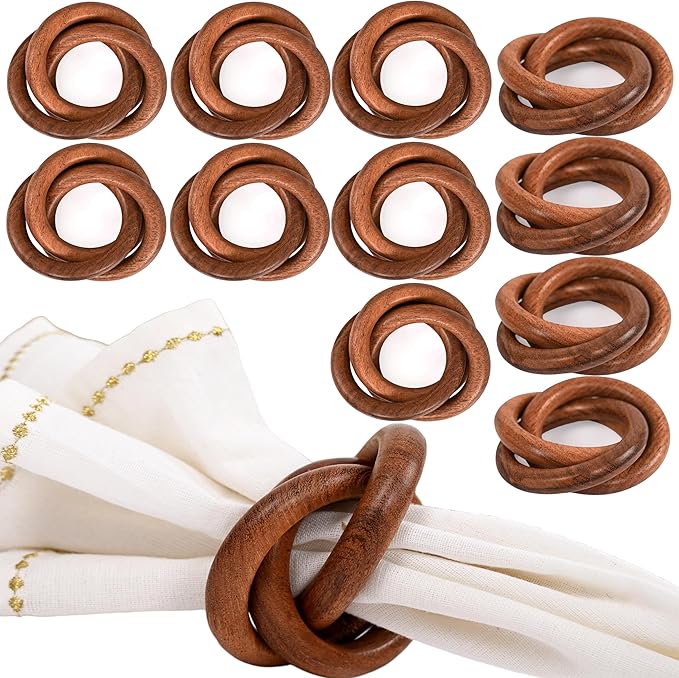 Three Ring Napkin Rings Set of 8, Decorative Handcuff Serviette Ring, Napkin by CLEENTABLE