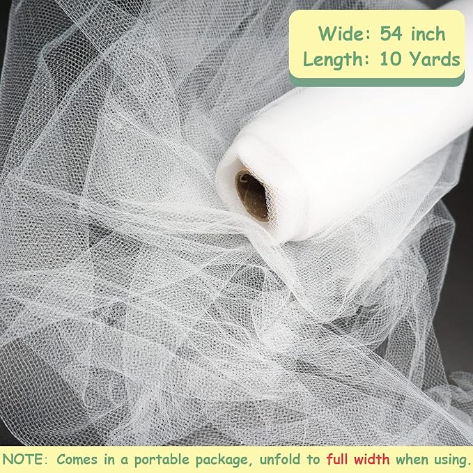 White Tulle Fabric Rolls, 54 Inch by 10 Yards Tulle Ribbon - Image 4