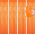 BTSD-home Orange Foil Fringe Curtain, Metallic Photo Booth Backdrop Tinsel Door by BTSD-home