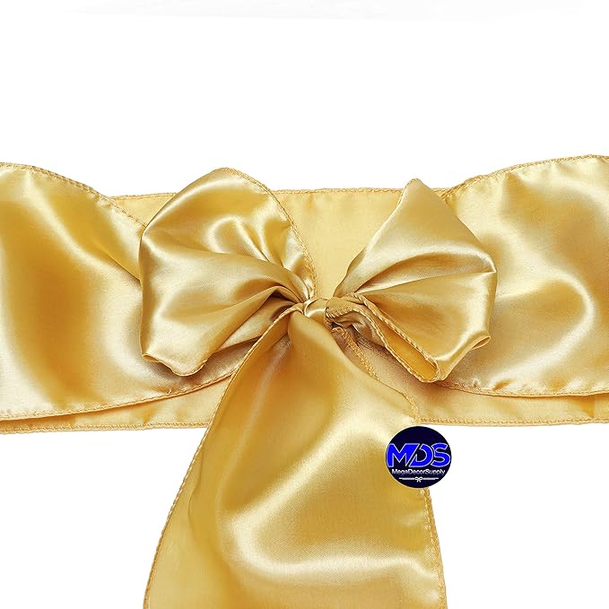 MDS Pack of 10 PCS Satin Chair Sashes Charmeuse Sateen Dining Chair Bows Ribbon - Image 3