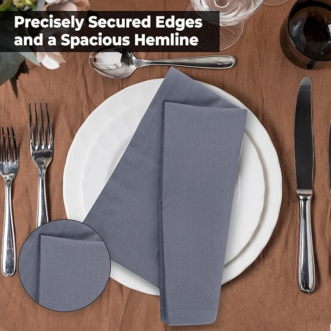 Urban Villa Dinner Napkins Solid Grey Color Cloth Napkins Oversized 20x20 - Image 7