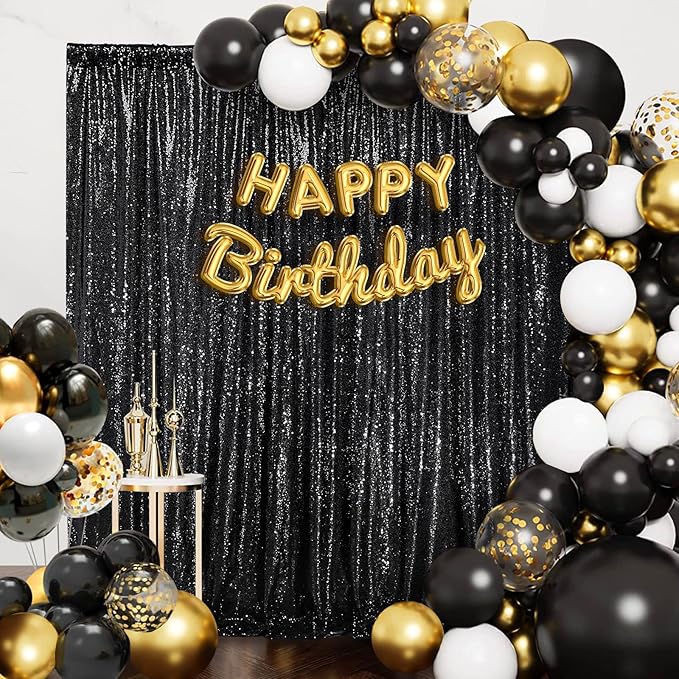 Black Sequin Backdrop Curtain 7ft x 7ft Glitter Photo Booth Backdrop - Image 6