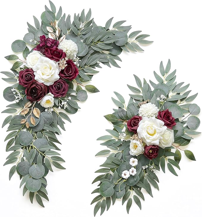 Artificial Burgundy Flower Swag Set of 2 by Love%C2%A0Every%C2%A0Bit%C2%A0of%C2%A0Life