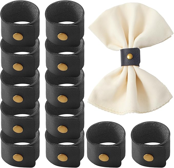 APTWOW Leather Napkin Rings Set of 12 by APTWOW