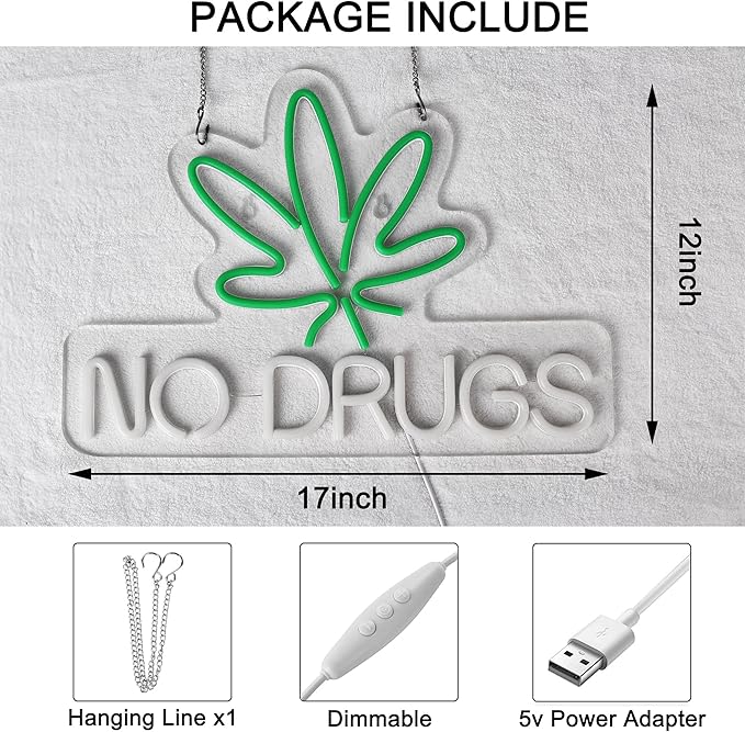 Neon Sign for Wall Decor No Drugs Marijuana Beer Bar Home Art Neon Light LED - Image 3