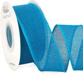 Ribbli Turquoise Blue Burlap Wired Ribbon, 1-1/2 Inch x 10 Yard, Wired Edge by Ribbli