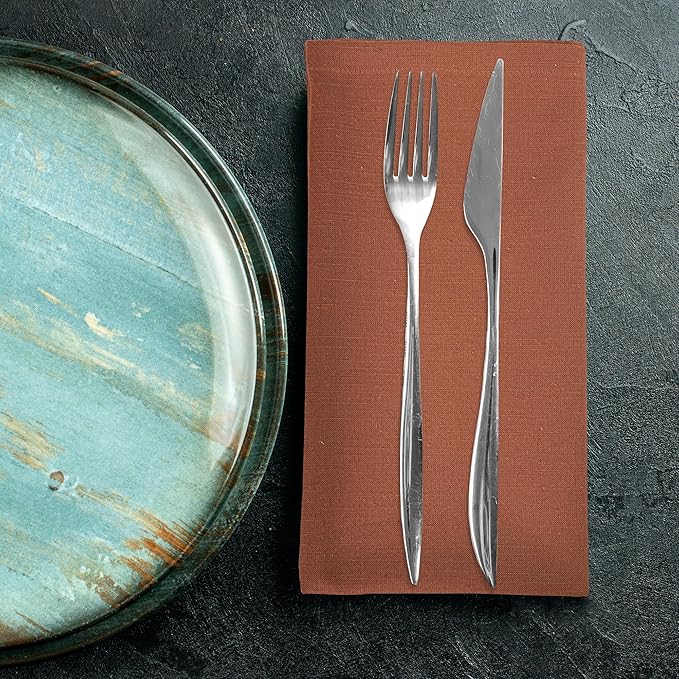 Urban Villa Fall Cloth Napkins Rust Color Dinner Napkins Set of 12 20''x20'' - Image 8