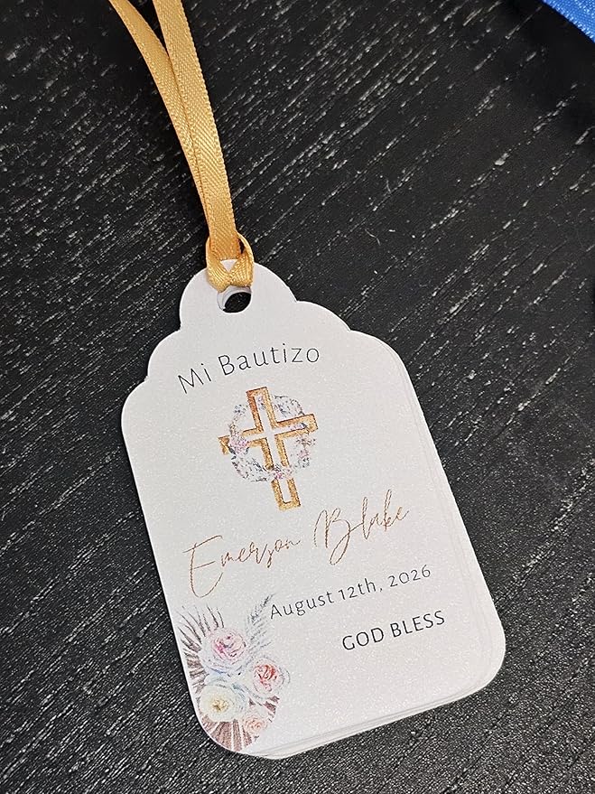 Mi Bautizo Baptism Christening Personalized Thank You Tags 20 pcs - Image 5