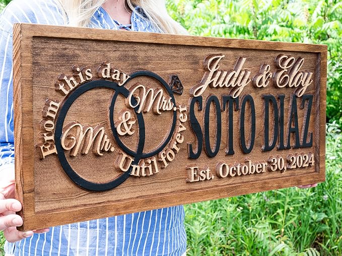 Mr and Mrs Sign | Wood Wedding Gift | Wooden Bridal Shower Gift | Custom - Image 6