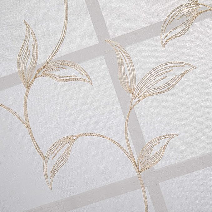 VISIONTEX Sheer Curtains 95 inch Length 2 Panels Set, Rod Pocket Embroidered - Image 5