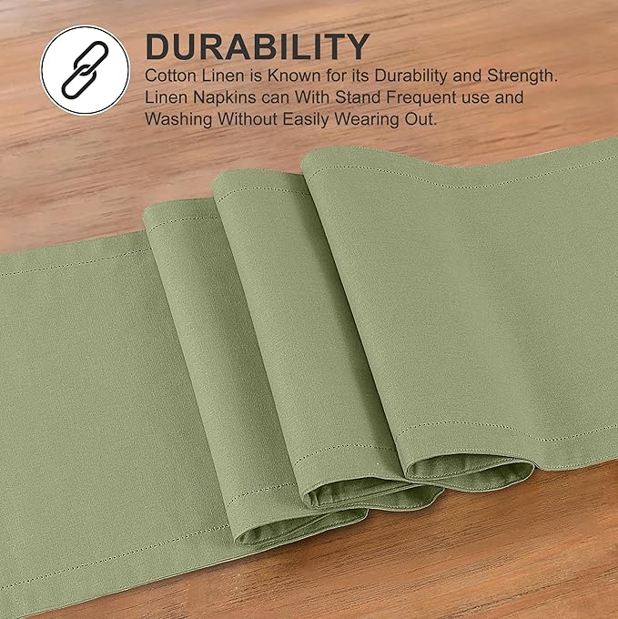 Ruvanti Linen Table Runner 108 Inches, Classic Hemstitch, Non-Slipping - Image 3