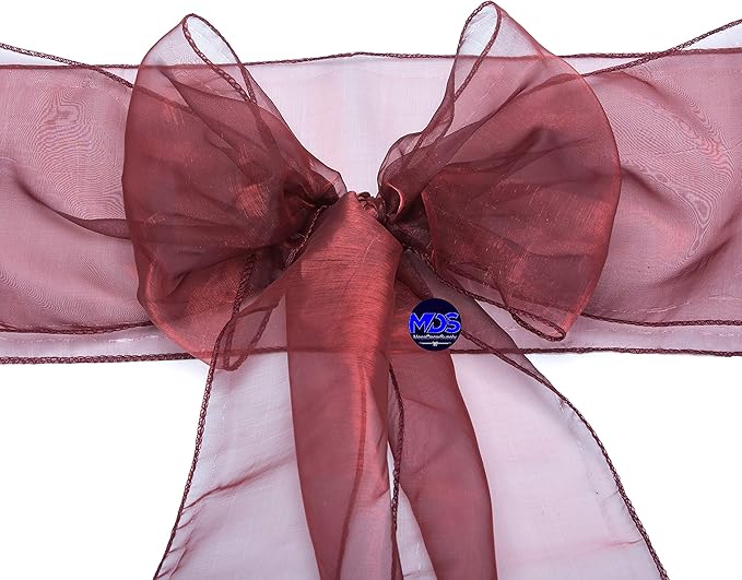 MDS Pack of 100 PCS Organza Chair Sashes Wider Dining Chair Bows Ribbon Tie Back - Image 5