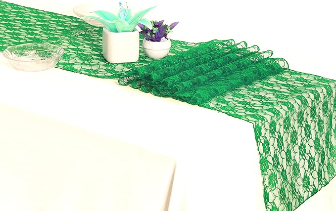 MDS Pack of 15 Wedding 12 x 108 inches Lace Table Runner by MDS
