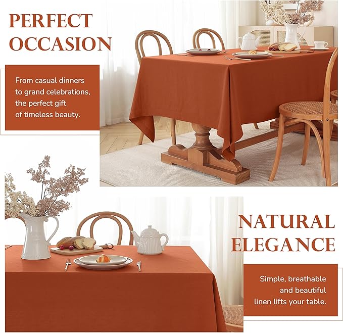 100% Pure Linen Tablecloths 60x120Inches, Rectangle Table Cloth - Image 5