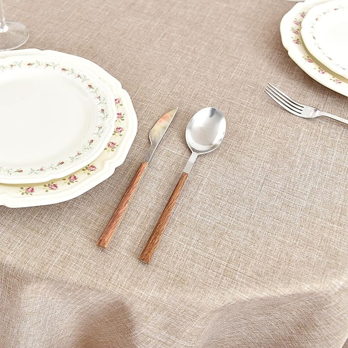Fitable Faux Linen Round Tablecloths 90 Inch, 6 Pack - Image 4