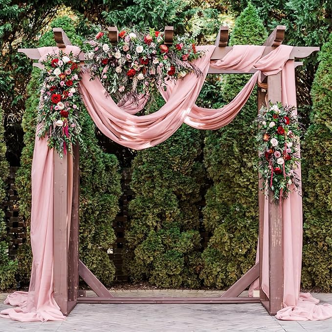 PARTISKY 10ftx10ft Dusty Rose Chiffon Sheer Backdrop Curtains, Wrinkle-Free - Image 5