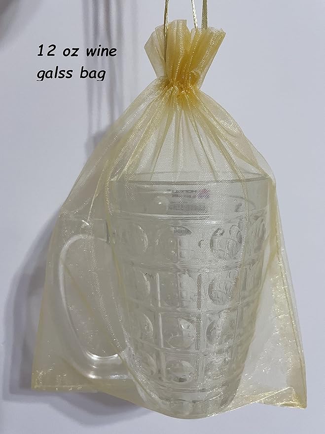 100pcs Gold Organza Gift Bags 6x9 Inch Mesh Drawstring Pouch Jewelry Bags - Image 3