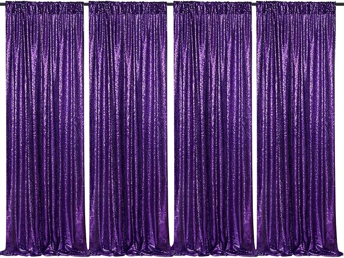 Purple Sequin Backdrop 4 Panels 2FTx8FT Photo Background Glitter Party Backdrop by QueenDream
