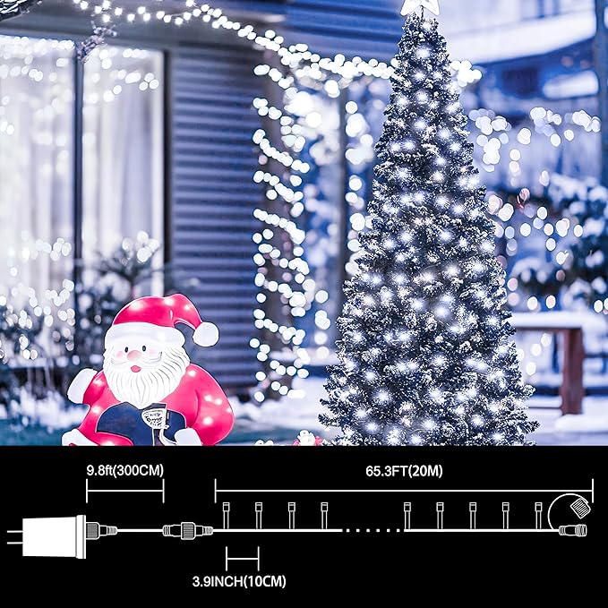 LAMPHOME 66ft Christmas Decorative Mini Lights, 200 LED Transparent Wire Fairy - Image 4