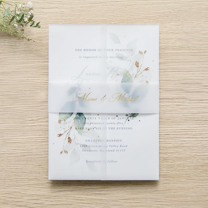 PONATIA 50PCS Vellum Jackets for 5x7 Invitation Cards - Image 6