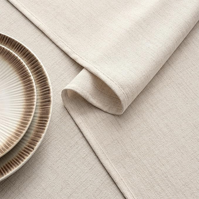MIULEE Grayish White Linen Tablecloth 60x84 Inch Rectangle Table Cloth - Image 3