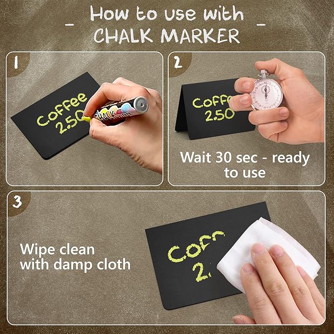 30 Pack Chalkboard Table Tents 4x3 – Reusable Food Labels - Image 5