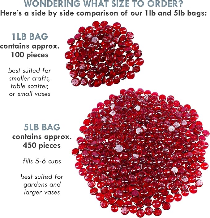 Galashield Flat Glass Marbles for Vases Red Glass Gems Beads Pebbles Vase Filler - Image 5