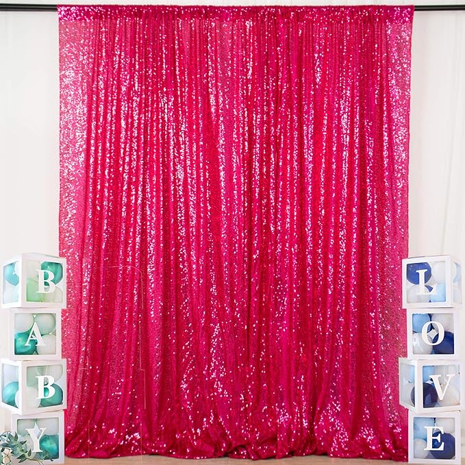 ShinyBeauty 20FTx10FT Hot Pink Sequin Backdrop by ShinyBeauty