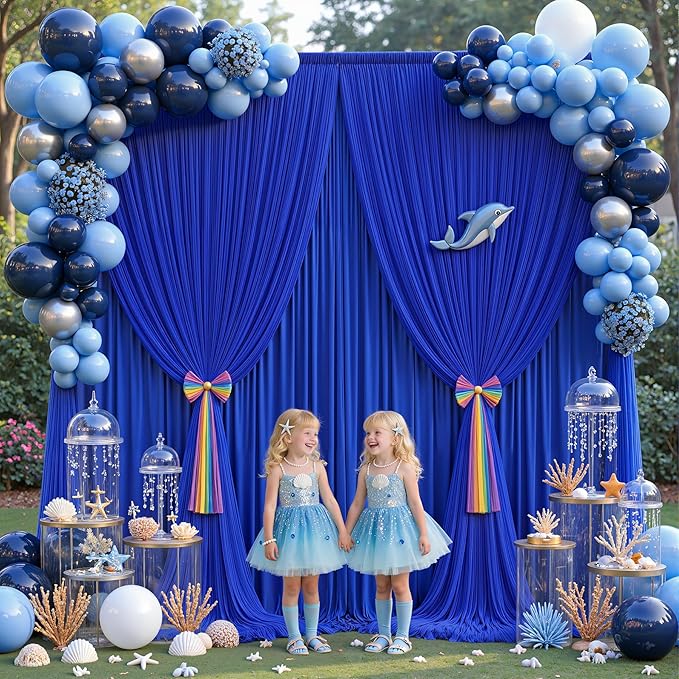 Royal Blue Tulle Backdrop Curtain - Image 2