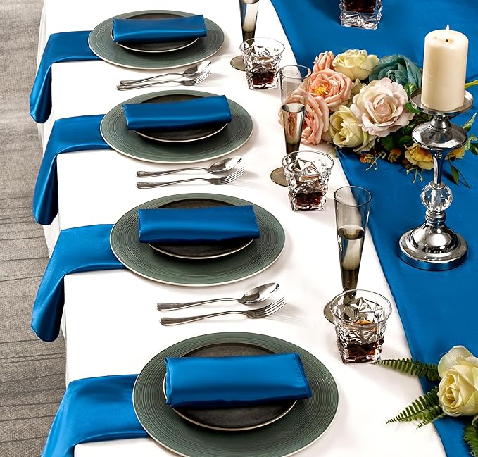 36 Pack Square Satin Dinner Napkins, 16x16 Inches Silky Soft Smooth Table Cloth - Image 2