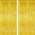 2 Pack Gold Tinsel Backdrop, 3.28 FT x 7.05 FT Metallic Fringe Curtain by ZATAYE