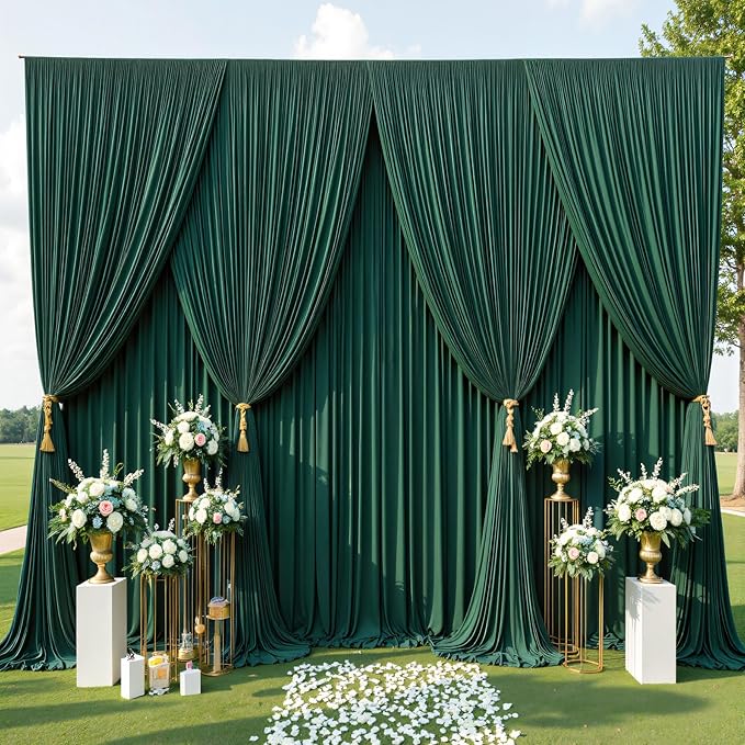30ftx10ft Wrinkle Free Hunter Green Backdrop Curtains by CO-AVE