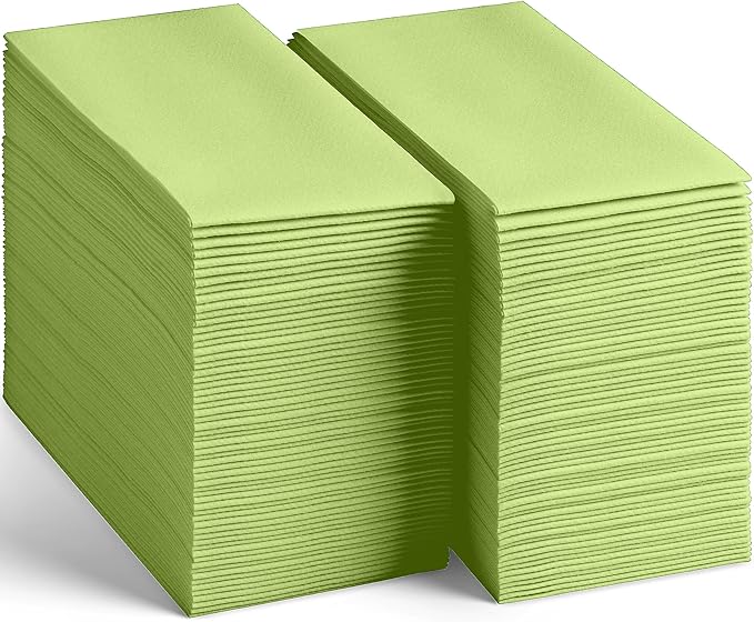 200-Pack Disposable Linen-Feel Light Green Napkins, Party Or Event by SERVIETTO