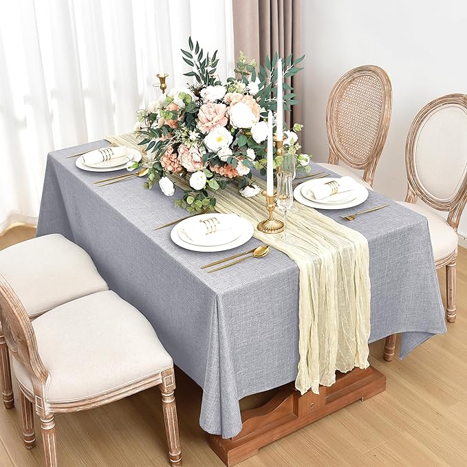 Fitable Faux Linen Tablecloths for Rectangle Tables: Water & Stain Resistant - Image 2