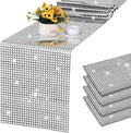 Durony 4 Pack Disco Party Table Runners, 11 x 108 Inch Silver Glitter Foil by durony