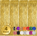 4 Pack Gold Foil Fringe Backdrop Curtains, Tinsel Streamers Birthday Party by Voircoloria