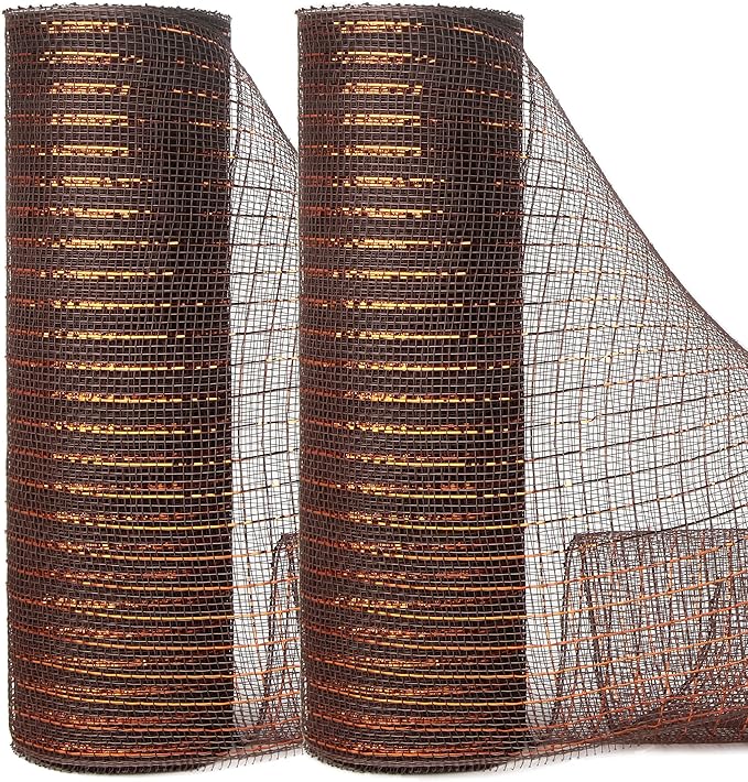 Ribbli 2 Rolls Chocolate Brown Mesh Ribbon, 10 inch x 30 feet Each Roll by Ribbli