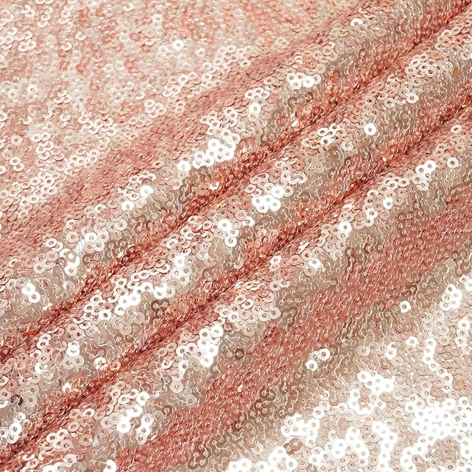 Eternal Beauty Rose Gold Sequin Backdrop, 20x10 Ft Glitter Background Curtains - Image 9
