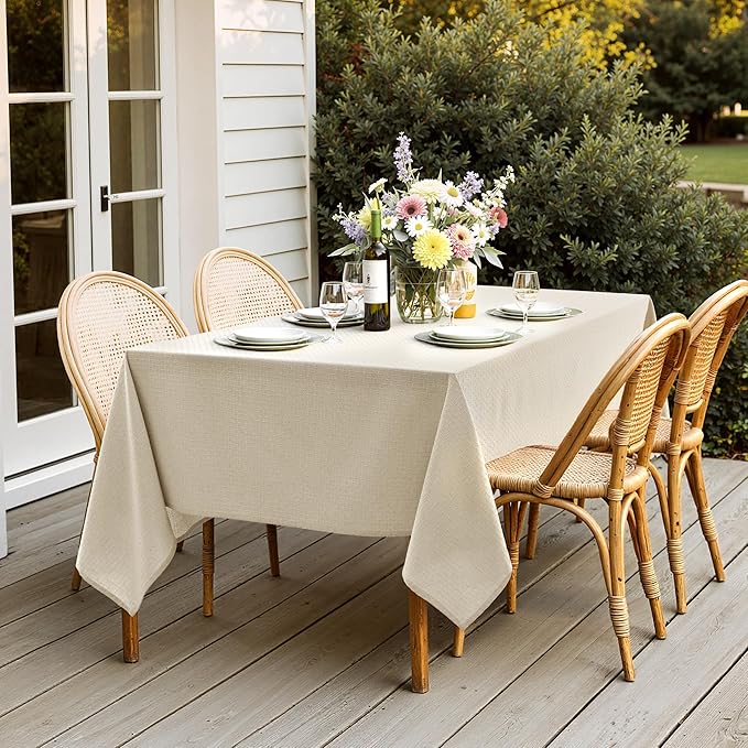 MIULEE Natural Linen Cottton Table Cloth Rectangle Tablecloth Waterproof - Image 5