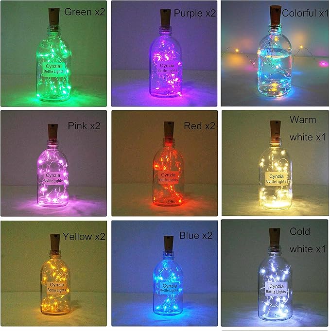20 LED Wine Bottle Lights with Cork, 15 Pack Battery Operated Cork Shape Fairy - Image 3