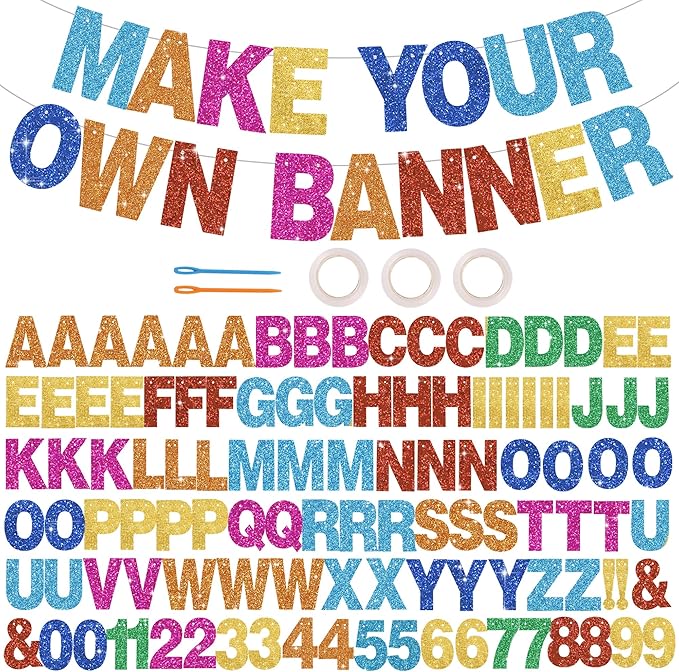BEISHIDA 116 PCS A-Z Glitter Colorful DIY Letter Banner Kit Make Your Own by Beishida