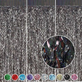 Black Foil Curtain Backdrop, CYLMFC 3 Pack 3.3 ft x 6.6 ft Sparkle Metallic by CYLMFC