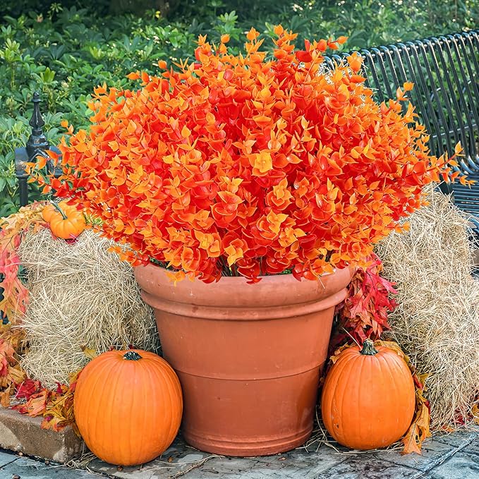 AmyHomie 20 Bundles Orange Fall Decor Artificial Flowers - Image 3